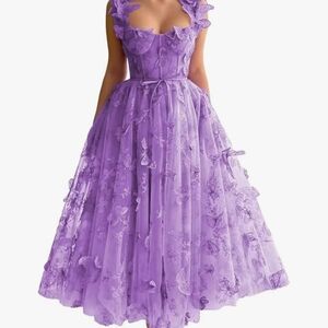 Elegant Purple Lace Dress